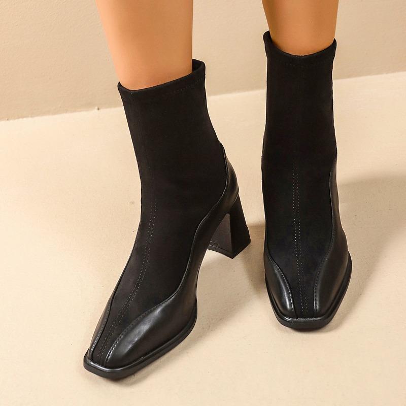 

Женские модные замшевые ботильоны на высоком каблуке, дизайнерские массивные зимние туфли 2025, элегантные туфли-лодочки для платья, вечерние zapatillas de mujer 42 чёрный