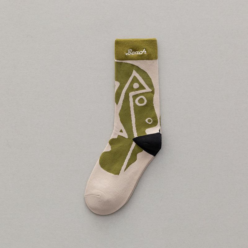 Personality Tide Socks Fashion Ins Trend Graffiti Sports Couple Socks In the Tube Letter Embroidery Cotton Socks