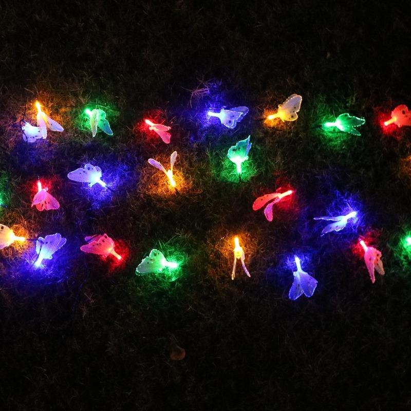 20/30 Led Solar Powered Butterfly Fiber Optic Fairy String Lights Waterproof Christmas Outdoor Garden Holiday Decoration Lights