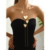 European And American Style Long Necklace Large Round/Heart Pendant Neck Chain for Women Simple and Elegant Design
