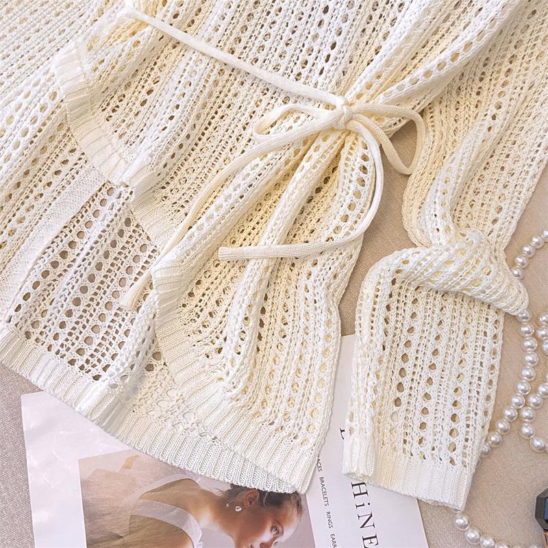 Damen Gestricktes T-Shirt Unregelmäßig Ausgeschnitten Sonnenschutz Eis Seide Hemd Sommer Rundhals Oberteil