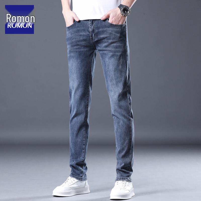 Herren Romon Slim Fit Leichte Jeans - Herbsttrend, Elastische Gerade Hose