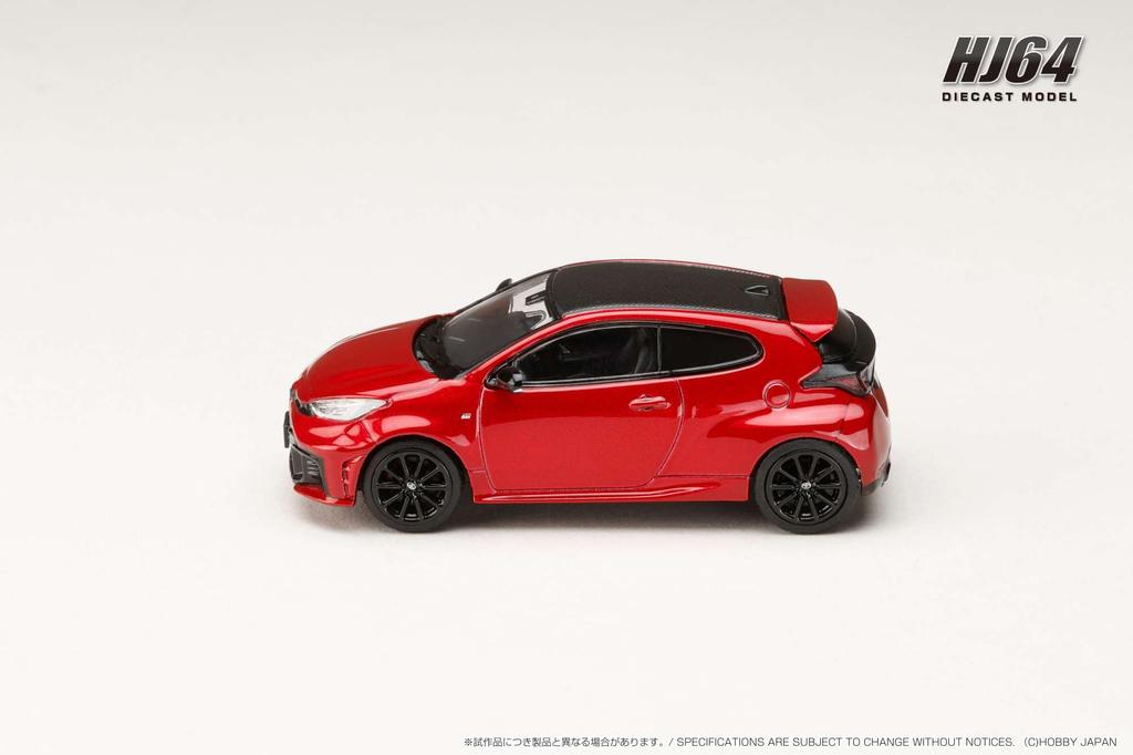HobbyJAPAN HJ64 Scale Toyota GR Yaris RZ High Performance 2024 Emotional Red II Finished Model HJ641087R 1/64