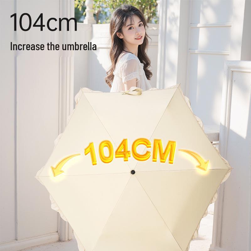 180g Japanese Style Lightweight Three-Fold Sun and Rain Umbrella with Black Glue UV Protection