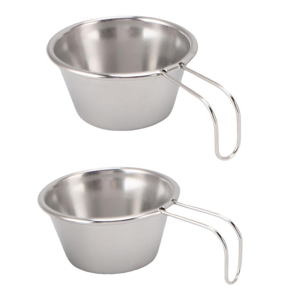 2PCS Mini Camping Cups Stainless Steel Small Stacking Cup with Handle for Outdoor Picnic Hiking