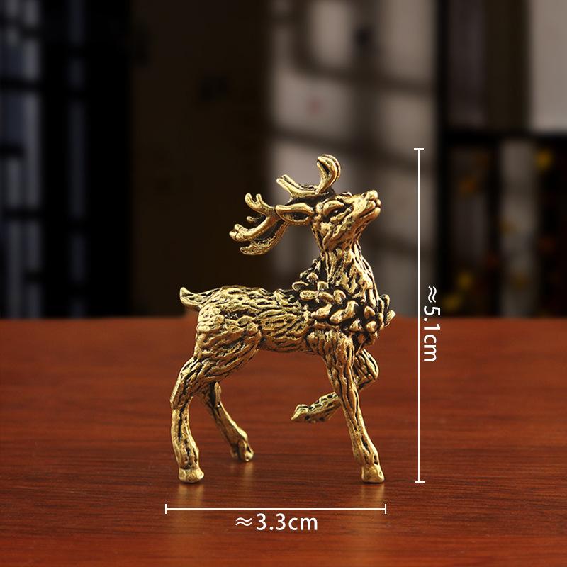1/2pc Deer Ornament Deer Statue Miniature Sika Miniature Figurines Solid Brass Tabletop Decoration Deer Sculpture Ornaments