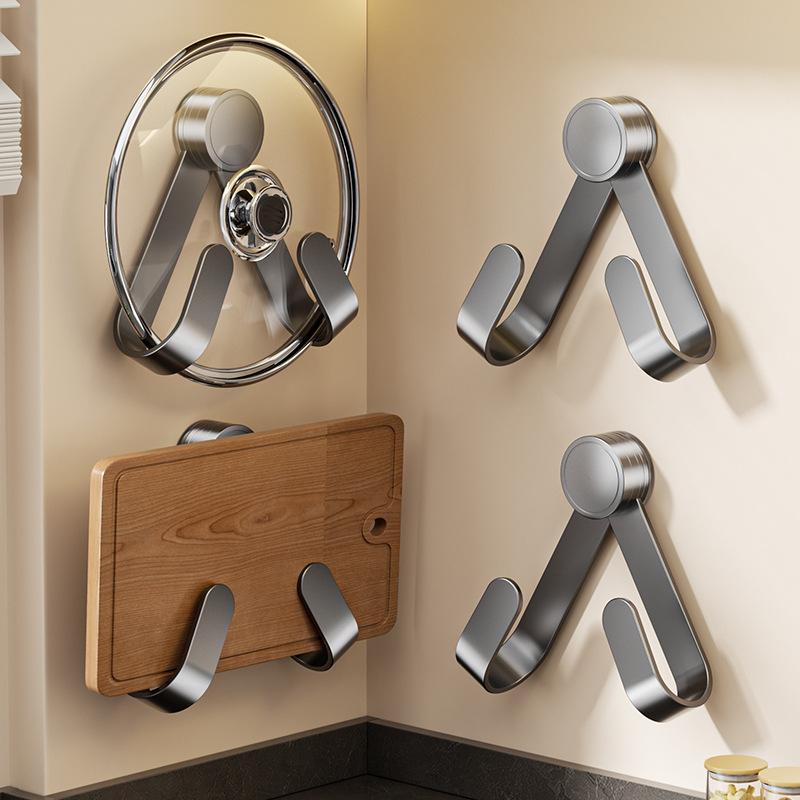 Suction Cup Rotating Lid Rack Wall-mounted Non-punching Wall Kitchen Rack Hanger Storage Bracket