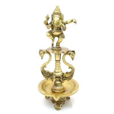 Brass Dancing Ganesha Oil Diya with Base , Diyas for Puja New