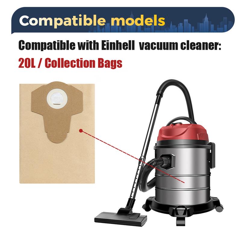 20L 30L Wet and Dry Vacuum 5/10pc Dust Bags for Einhell BT-VC1250S/BT-VC1250/20 Li S-Solo/TC-VC 18 Paper Dust Collection Bags