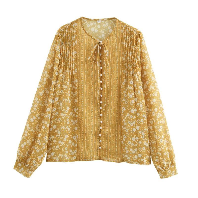 

Kaslead New Arrival Women s Fashion Style Fashion Minimalist Elegant Chiffon Lace-up Long Sleeve Shirt Picture Color L