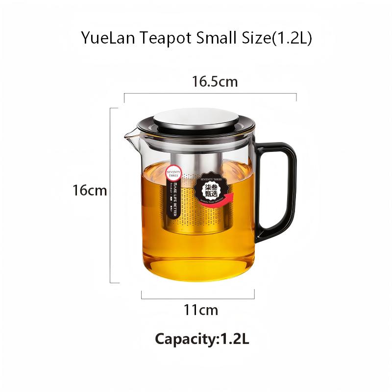 HeY LiLac Teiera in Vetro Borosilicato Resistente al Calore, Lusso Leggero, 1,2L/1,4L, con Infusore da Tè in Acciaio Inossidabile