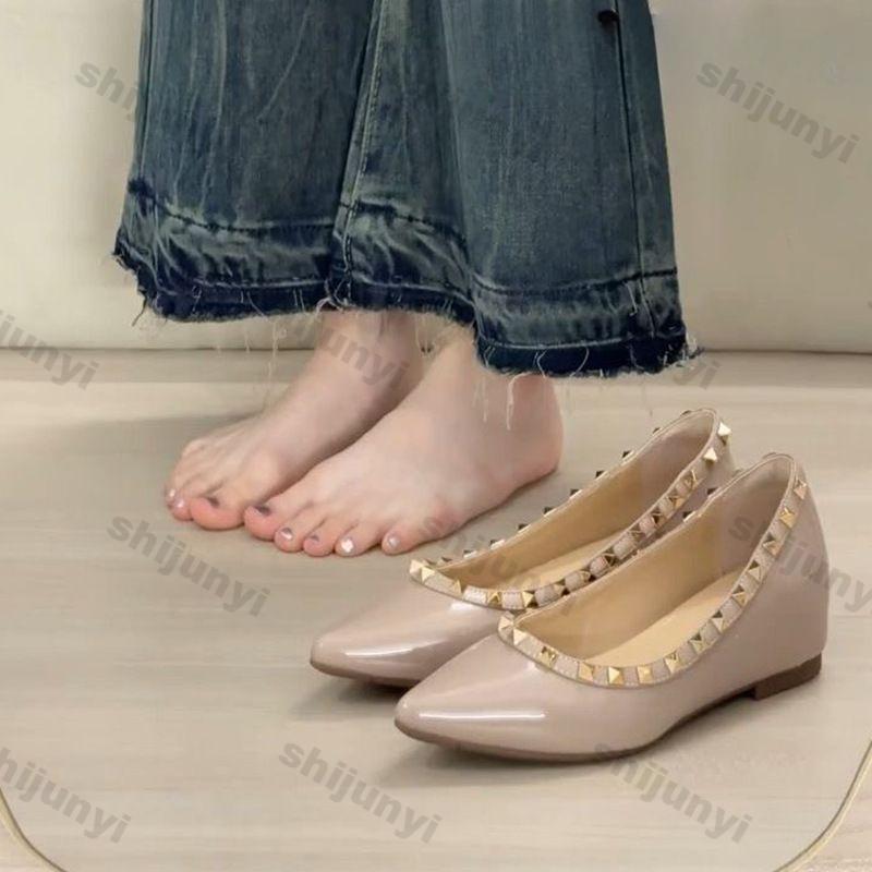 Fashion Women Shoes 2025 Summer Fashion Height Increase Non Slip Mary Jane Shoes Comfort Pointe Lightweight Metal Decoration Boat Shoes