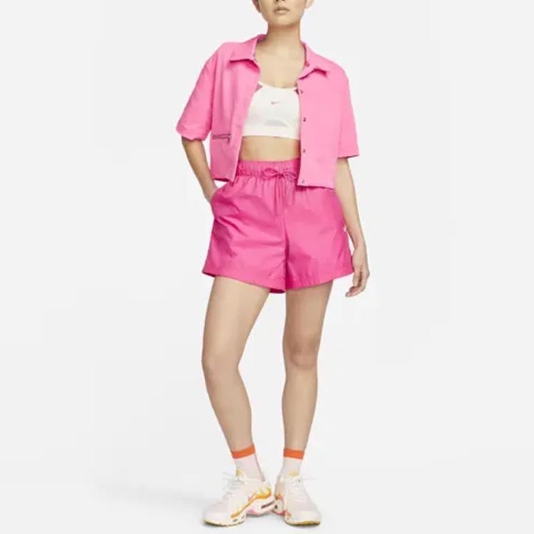 Nike Sportswear Dri-FIT Tech Pack Solid Logo Zip Casual Quick-Dry Breathable Woven Polo Shirt Women shirts Pink DV8241-606