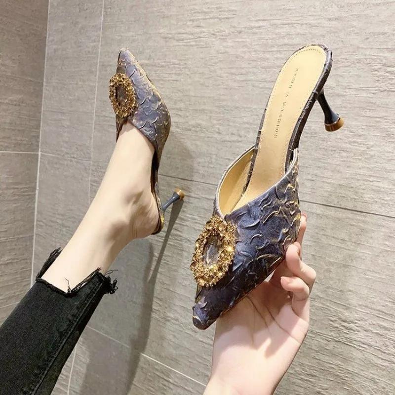 Fashion Outside Pointed Toe Shoes Summer 2025 Shoe High Quality Women's Slippers and Ladies Sandals Designer Luxury Stylish 39 Slides