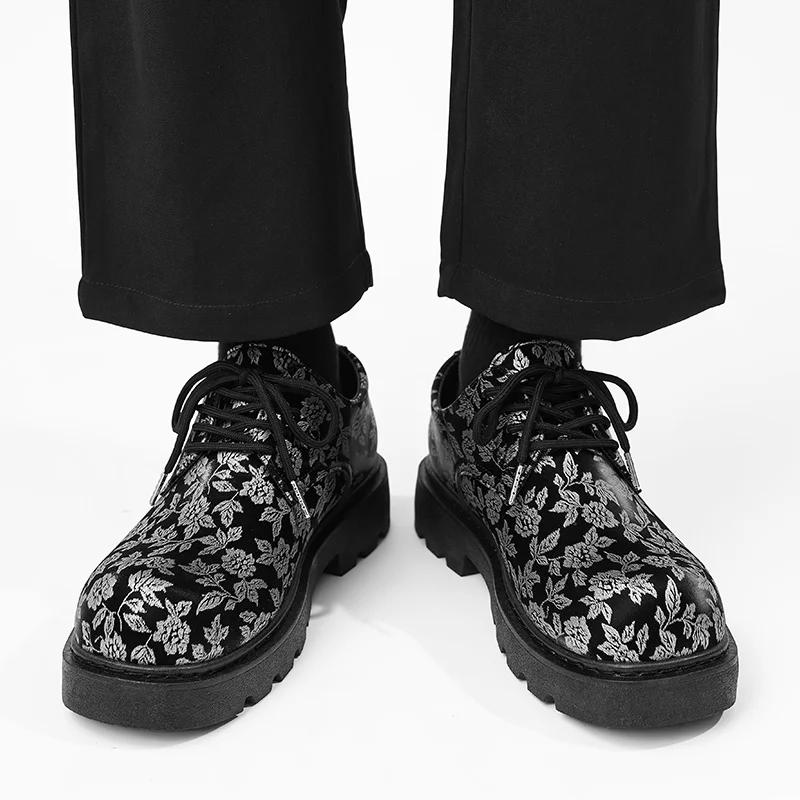 Men Casual Shoes Lace Up British Style Oxfords Print Design High Quality Derby Shoe Fashion Comfortable Outdoor Shoes Male 39-44