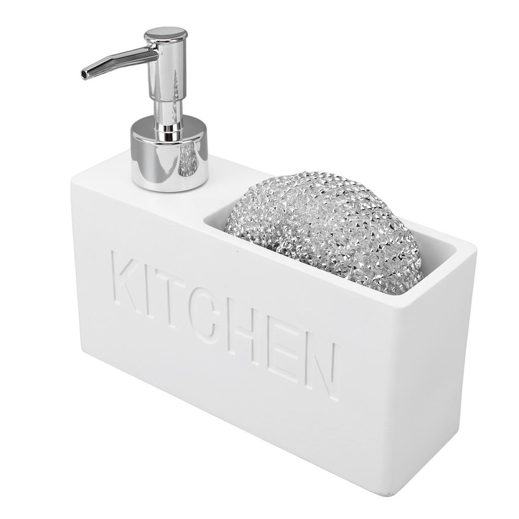 Kitchen Soap Dispenser with Sponge Holder Press Type Dish Soap Dispenser Pump Bottle with Steel