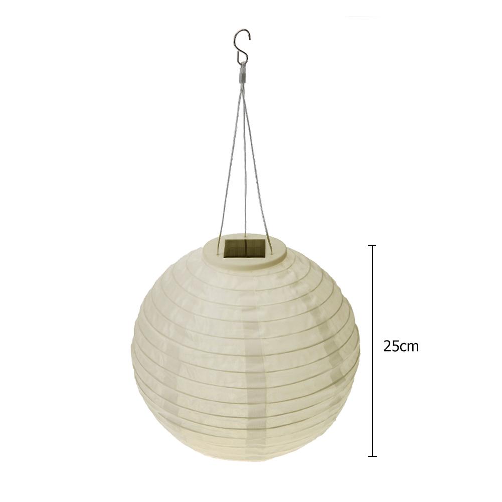 12 Inch Colorful Lantern Waterproof Outdoor Garden Decoration Holiday Supplies Nylon Round Hanging LED Solar Lantern