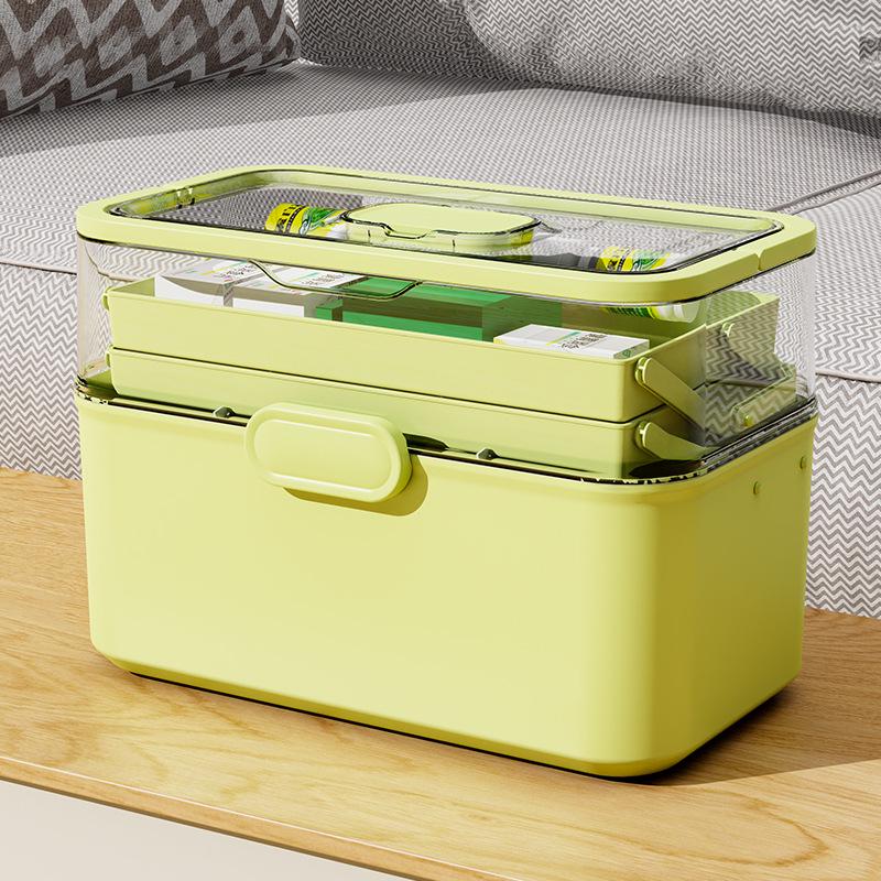 Large Capacity Family Medicine Box with Multi-Layer First Aid Storage for Household and Children