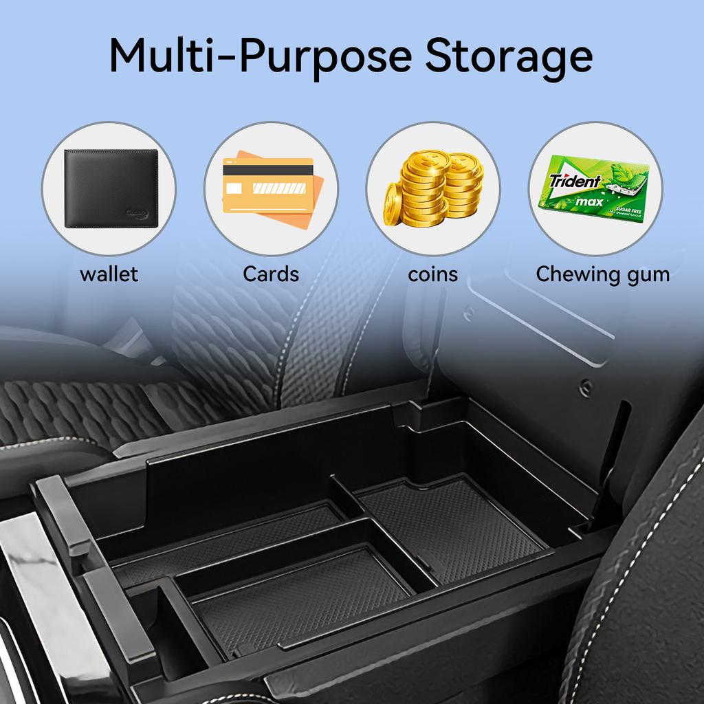 for Nissan Pathfinder 2025-2026 Center Console Armrest Storage Box ABS Car Tray Organizers Accessories Tidying Black