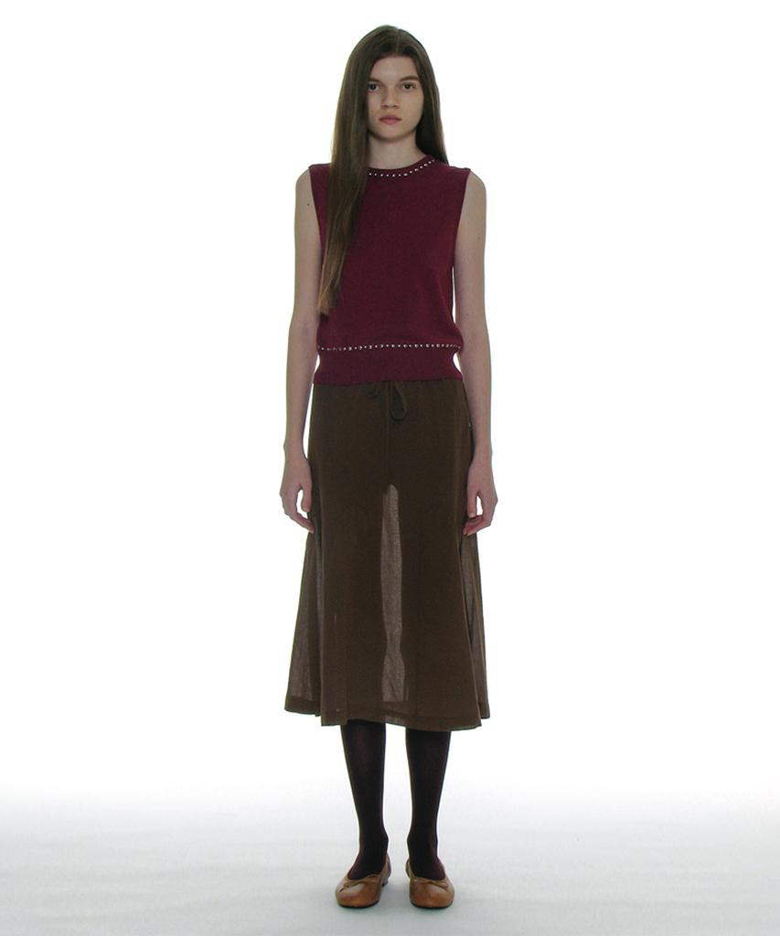 PARTIMENTO WOMEN Studded Knit Sleeveless Top_Plum