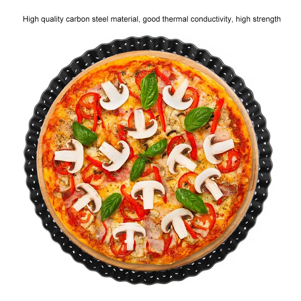 Household Thicken Non-Stick Carbon Steel Pizza Mold Baking Pan Tray Kitchen Baking Tools(M (8in) )