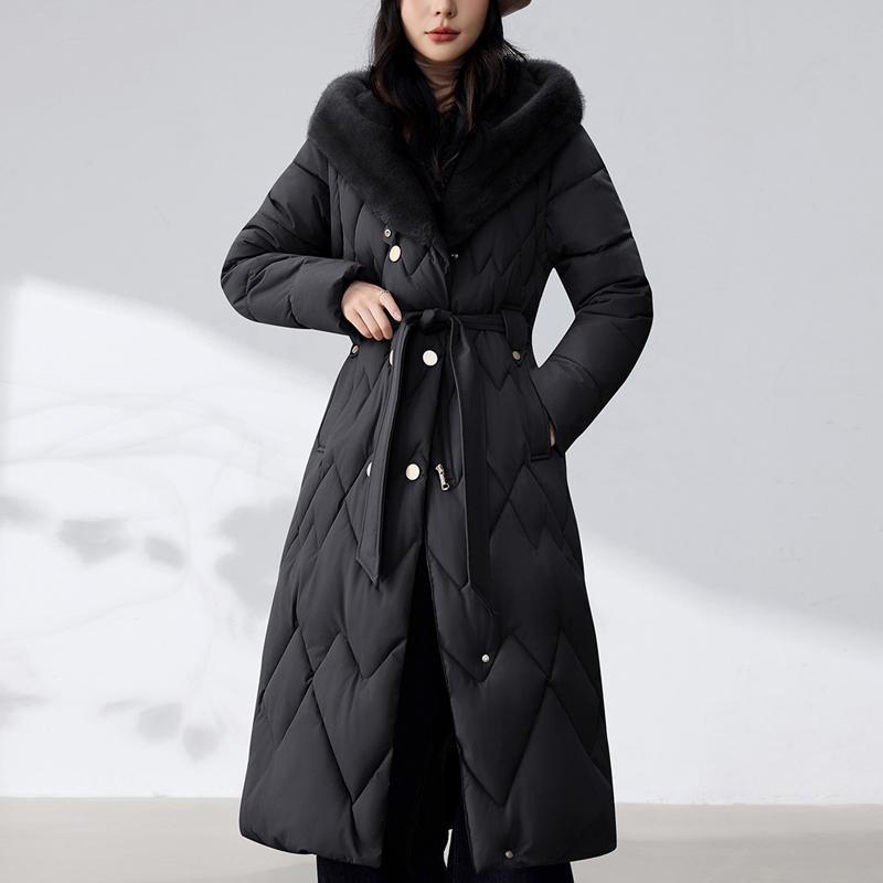 Sleeves Detachable Fashion Woman Parkas Winter Long Coats With Belt Hooded Thick Female Jackets