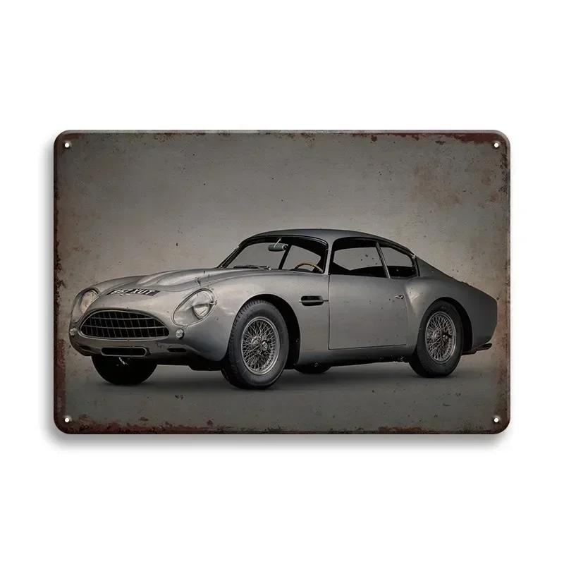 Vintage Fahrzeug Metallblechschild Plakette Retro Blechmalerei Rennwagen Poster Wandkunst Aufkleber Heimbar Garage Dekoratives Plat