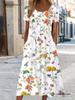 2026 Summer Women's Floral Round Neck Pocket Dress - European & American Style, Casual Loose Fit, Short Sleeve.