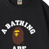 BAPE Spring/Autumn Pure Cotton Terry Men's Sweatshirt - Round Neck, Letter Print, Loose Fit, Unisex, Trendy Monkey Head Design