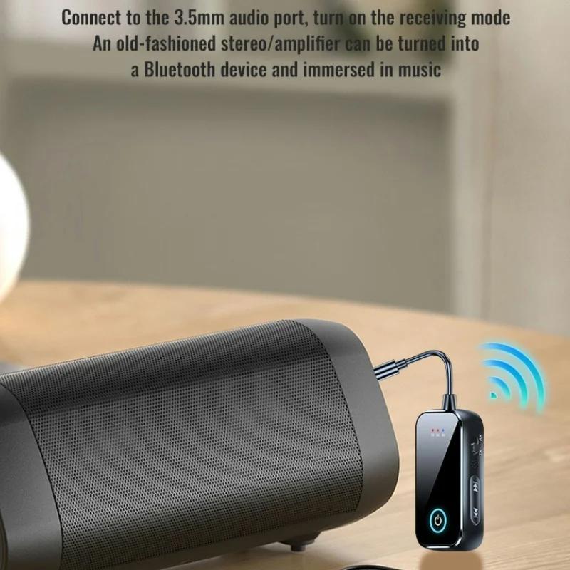 2 in 1 Bluetooth 5.4 Audio Transmitter Receiver 3.5mm AUX Jack Stereo Music Wireless Audio Adapter for TV Car Speaker PC Headphone