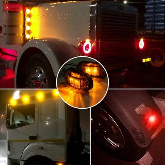 LED Red 10X Amber Clearance Lights Marker Side Lamp Truck Trailer Caravan 12 24V