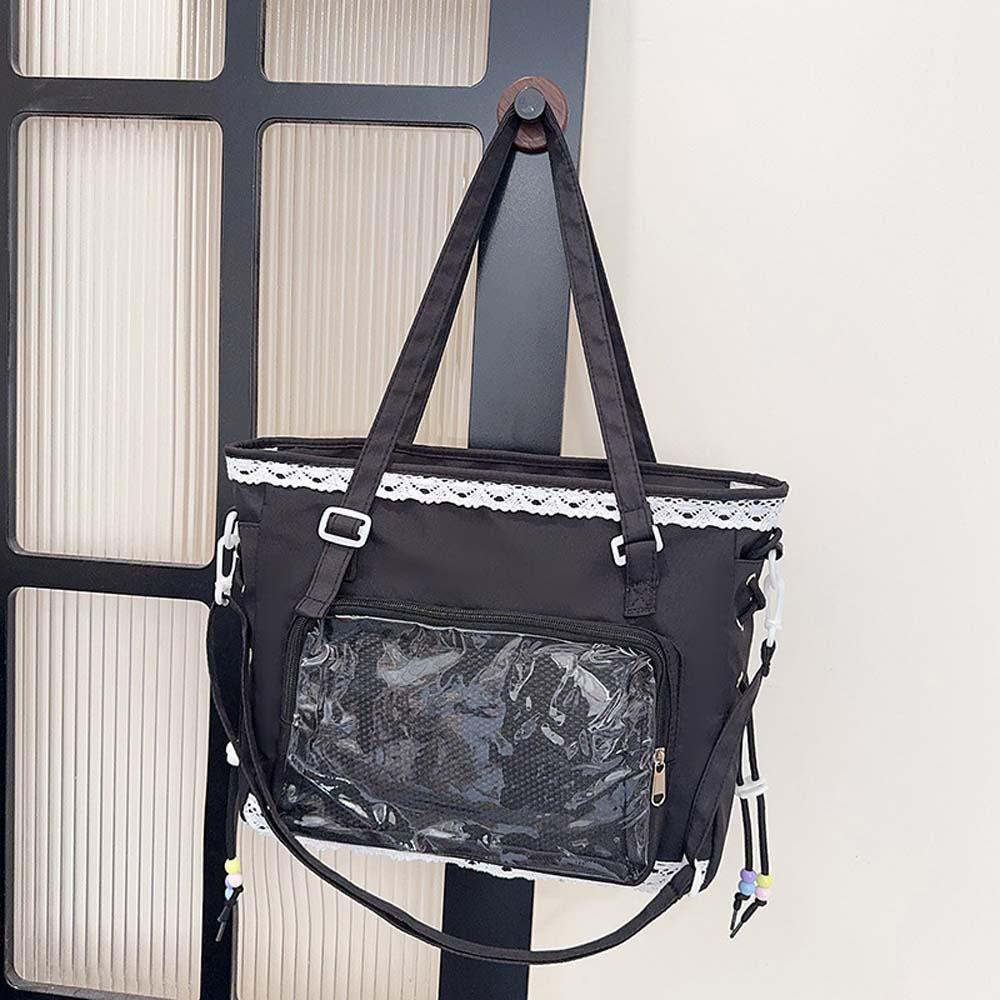 PVC Shoulder Ita Bag PU Leather Y2K Anime Display Bag Goth Transparent Handbag  School