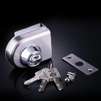 Fechadura de Porta de Vidro para Porta de Vidro Temperado Dupla Batente ou Deslizante Sem Moldura de 8-12mm Conjunto de Fechadura de Vidro Prateado