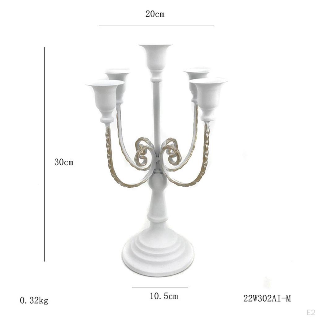 5-armiger Metallkerzenständer, Kandelaber-Ornament Mittelstück für Hochzeitsessen Bankett