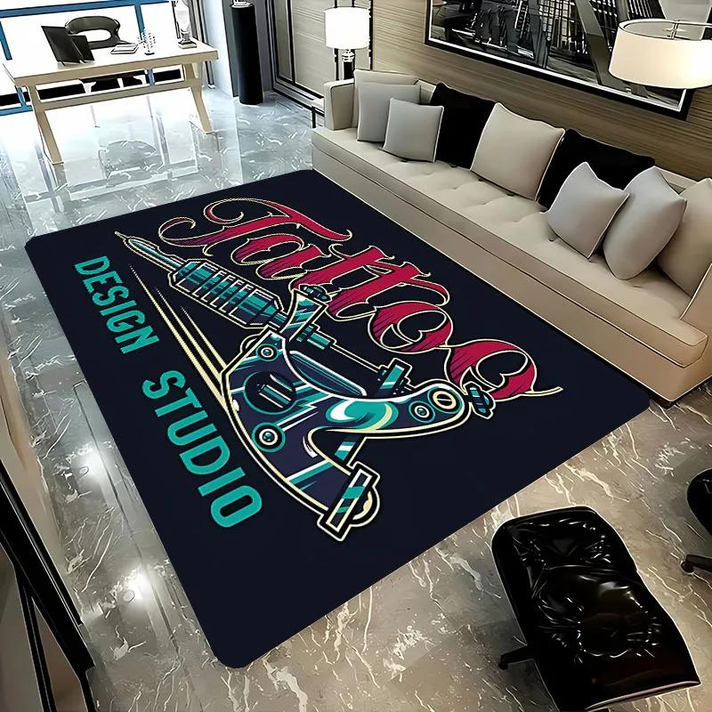 3D HD Tattoo Studio Carpet, Living Room and Bedroom Household Items,Children's Room Sofa Mats, Doormat Floor Anti-slip Rug, Gift