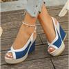 Shoes Women Ankle Buckle Wedges Sandals Summer Denim Sandal Comfortable Thick Sole Sandalias Mujer