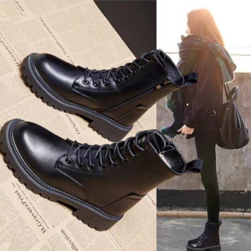 Vinter Dam Plus Bomullsskor Mode Snörning Platåskor för Kvinnor Sneakers Utomhus Håll Varma Dam Casual Ankelstövlar