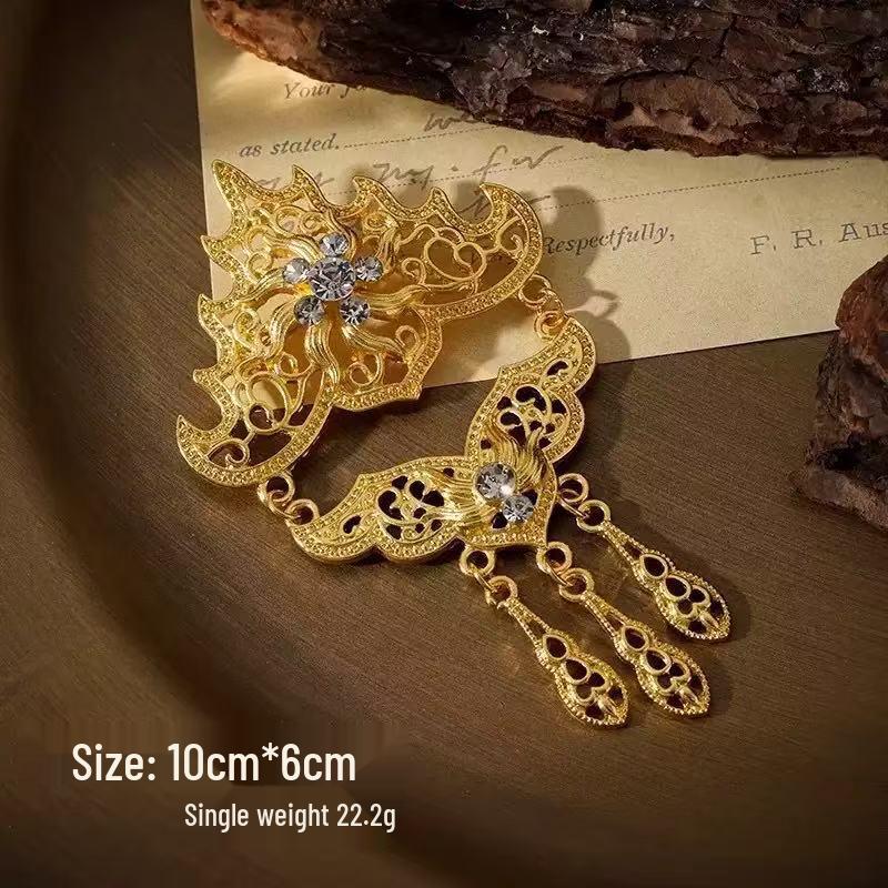 Модная ажурная ретро-брошь со сверкающими стразами золотой