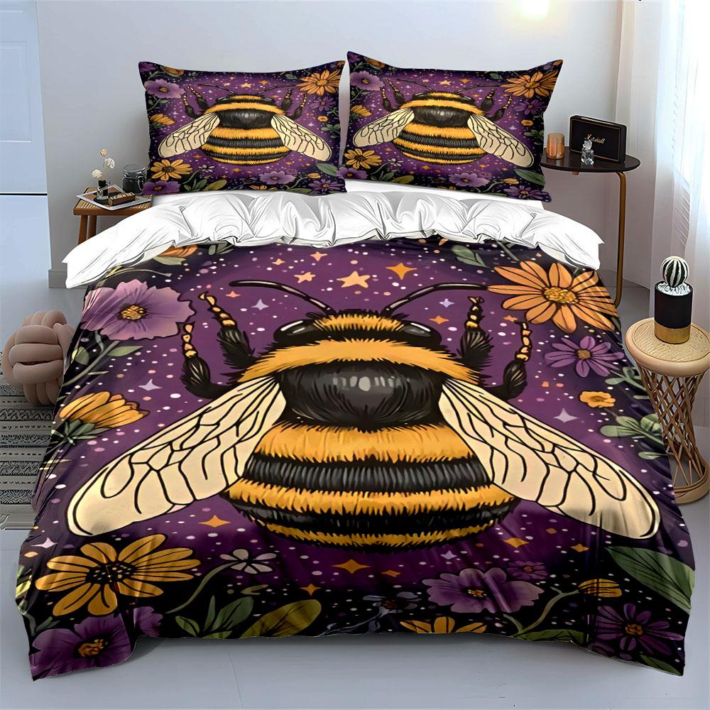 Bee, flowers, stars, leaves. Bedding sets Duvet cover sets Duvet covers Pillowcases(1* Duvet Cover 2* Pillowcases without duvet insert)