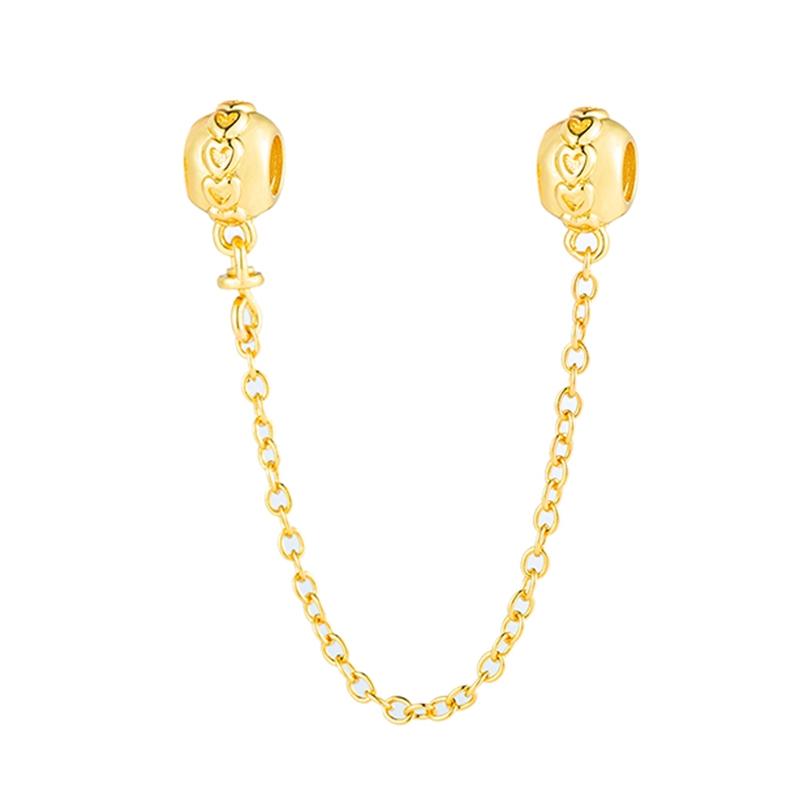 Gold Plated Heart Flower Clip Charm Beads Dangle For Snake Bracelet Necklace DIY Jewelry Women Gift Sparking