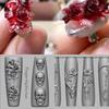 Rose Flower Skull Silicone Nail Art Molds DIY Transparent Carving Mold Skeleton Hand Design Nail Art Decorations