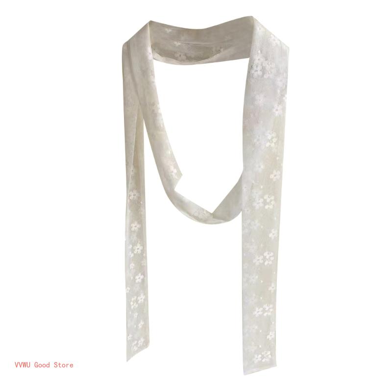 Hair Scarf for Girl Narrow Lace Neck Scarf Elegant Neckwear Hand Tied Hair Wrap