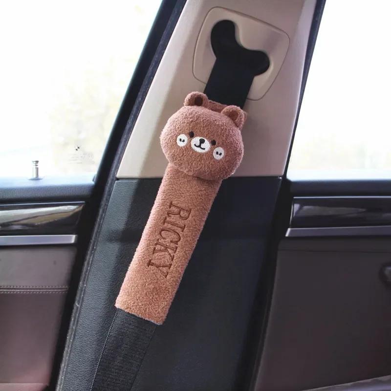Car Seat Belt Shoulder Sleeve Cute Cartoon Bear Rabbit Interior Supplies Safety Belt Cover Plush Soft Accessories Interior Amagi