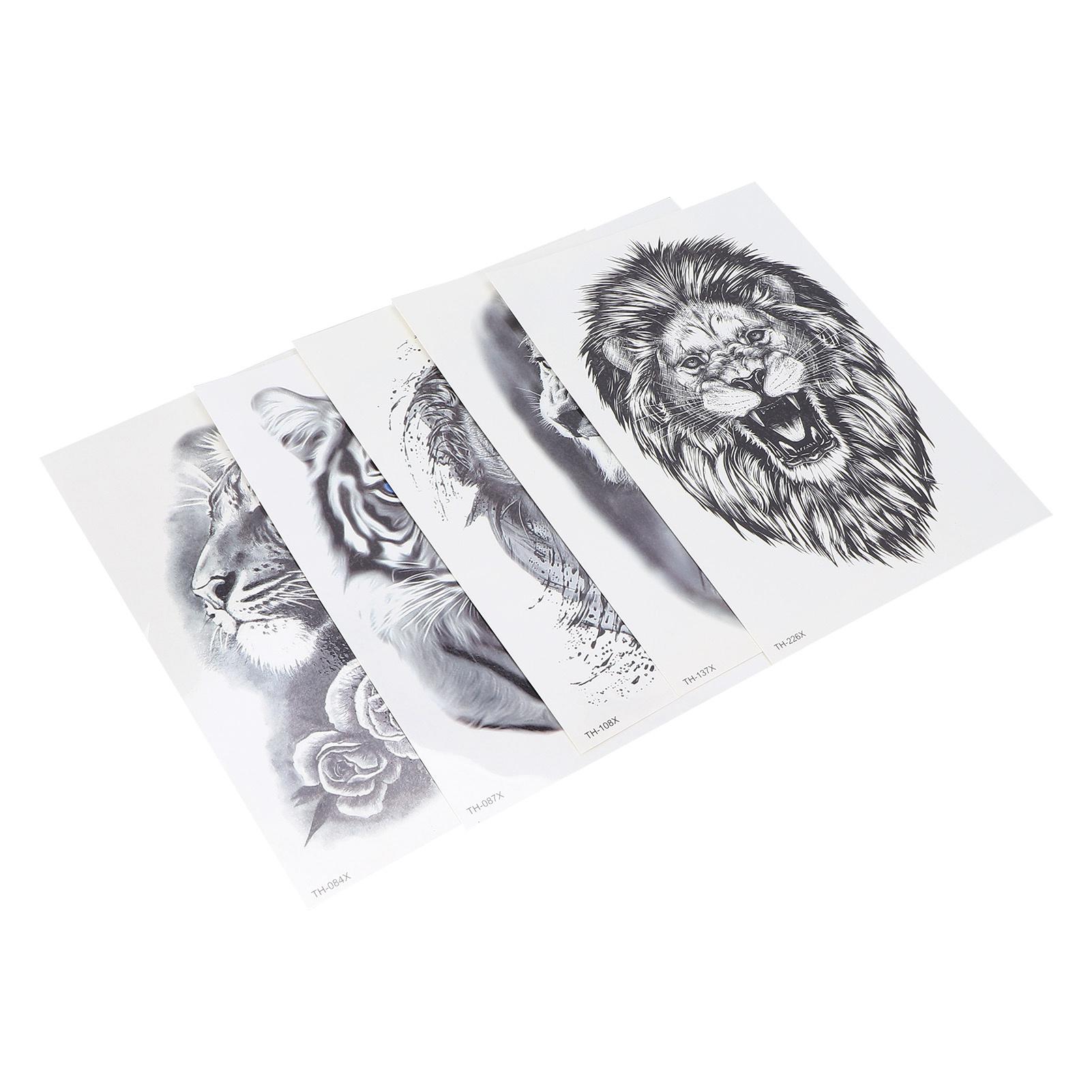 

5 Sheet Animal Pattern Temporary Tattoo Sticker Men Waterproof Tattoo Sticker Accessory