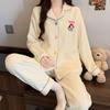 Air cotton pajamas women's autumn and winter long sleeves thickened interlayer warm stars cat student loungewear real shot