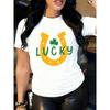 Lucky Horseshoe St. Patrick's Tee Women Funny T Shirts White Funny Short Comfortable Loose T-shirt Printed T-shirts