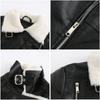 Women Fashion Slim Fit Pu Leather Jacket Long Sleeve Lapel Collar Zipper Fall Winter Coat