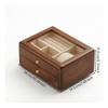 Jewelry Storage Box Wooden with Glass Lid Multi-Compartment