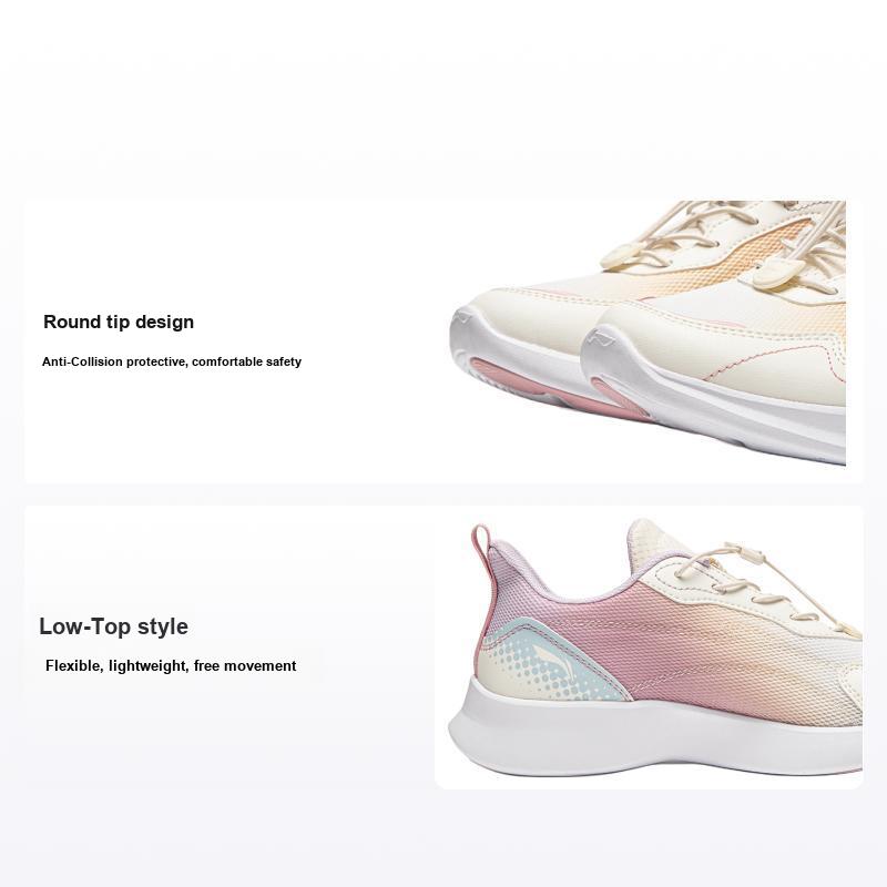 Li Ning Kids Synthetic Leather Gradient Simple Fashion Comfortable Versatile Casual Shoes Kids Casual Shoes Off-White YKCU116-2