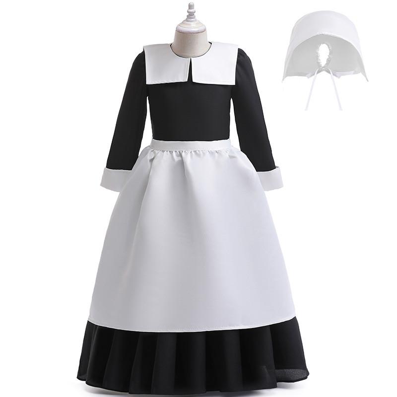 Wednesday Cosplay Girl Dress Set With Satin Fabric For Middle School Girls
